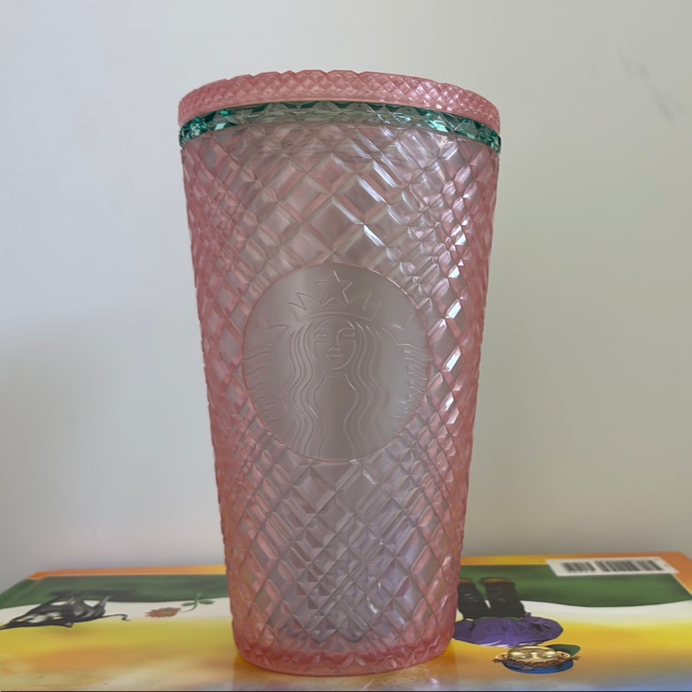 Starbucks Pink and Green cold cup 16oz